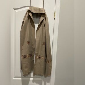 Raymond Beige Floral Embroidered Fabric shawl